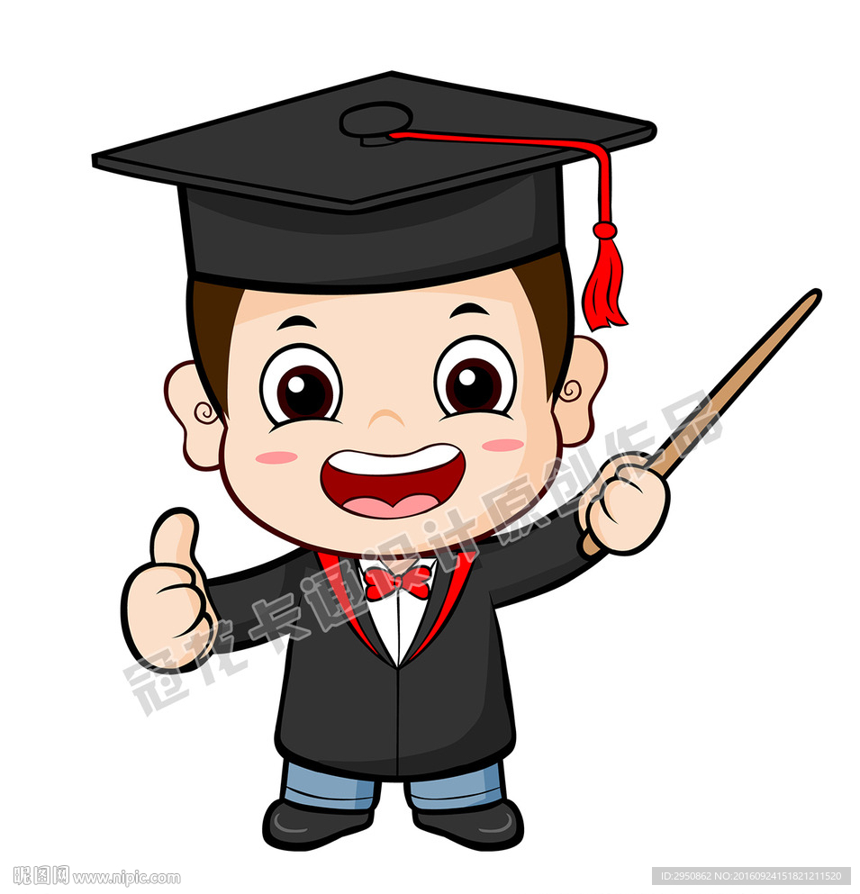 可爱小博士矢量插图