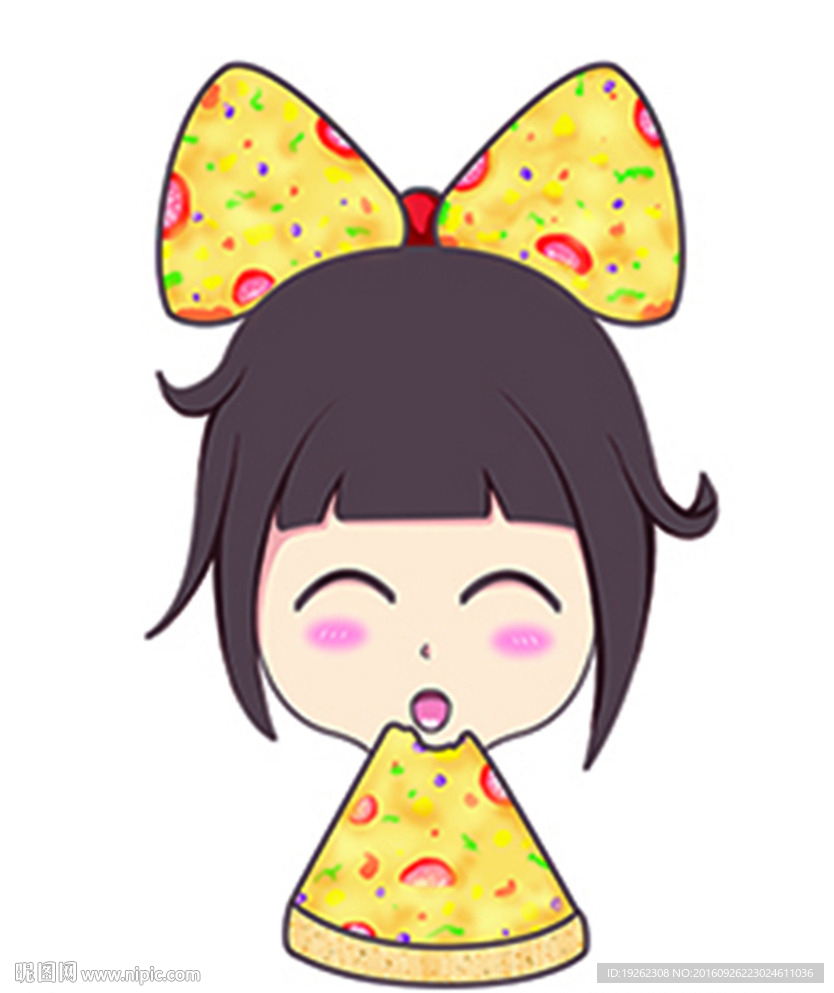 原创卡通手绘披萨西餐头像log