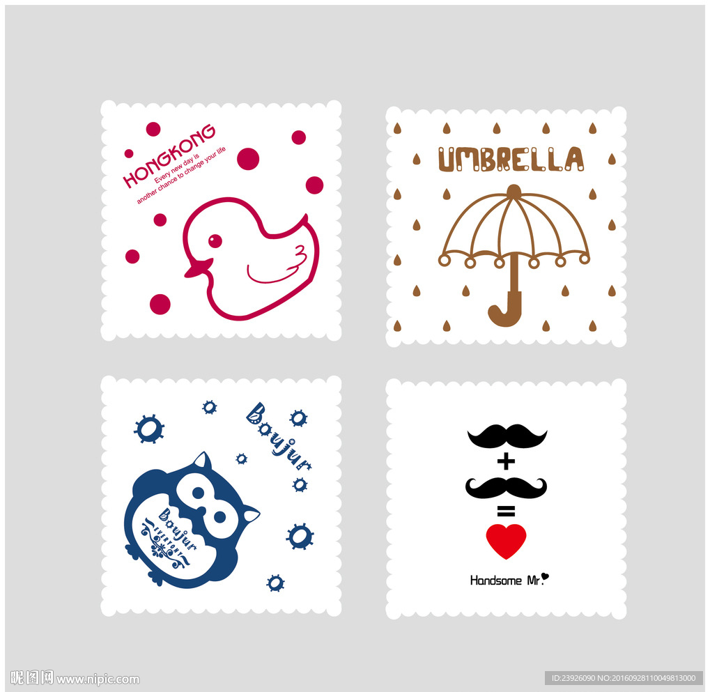 手绘眼镜布矢量图