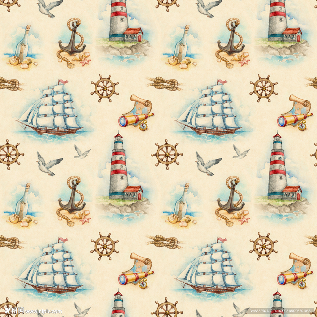 海洋风  灯塔  航海 地中海