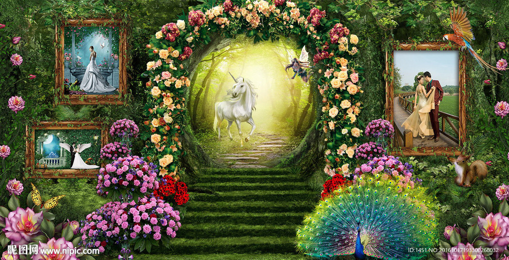 浪漫婚庆3D立体背景墙