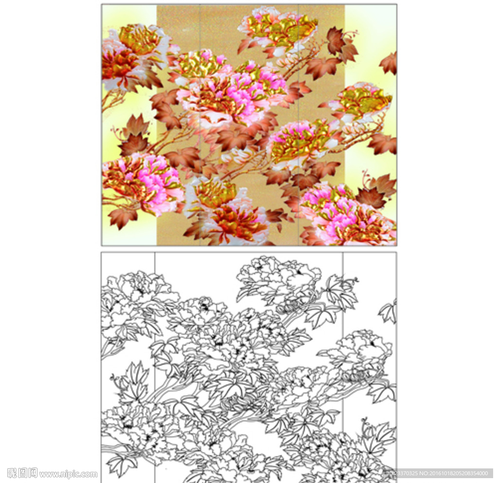 牡丹花满堂金花