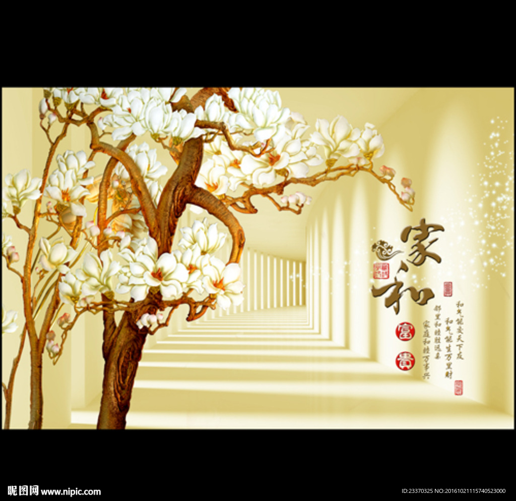 家和玉兰花树3D空间