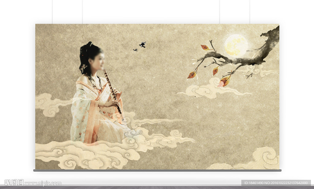 梅花人物工笔画古代仕女挂画