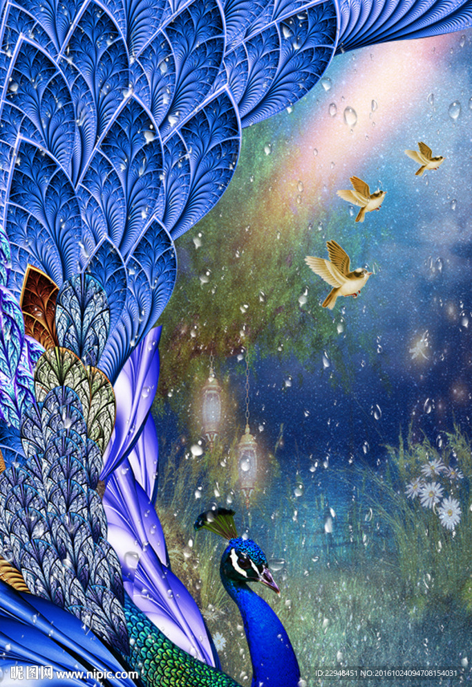 孔雀梦幻仙境玄装饰图片