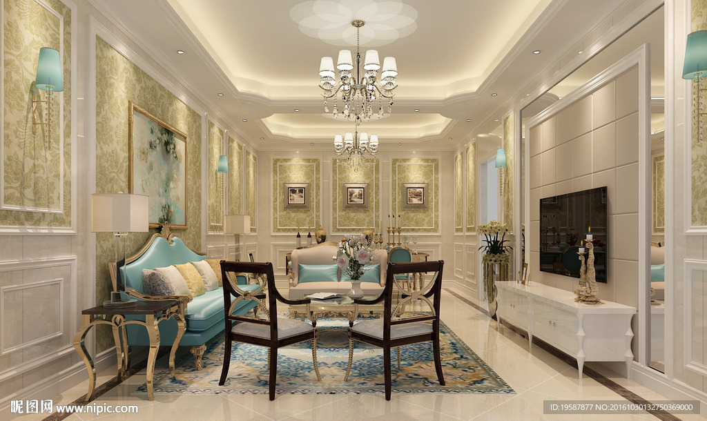 欧式客餐厅3D设计模型