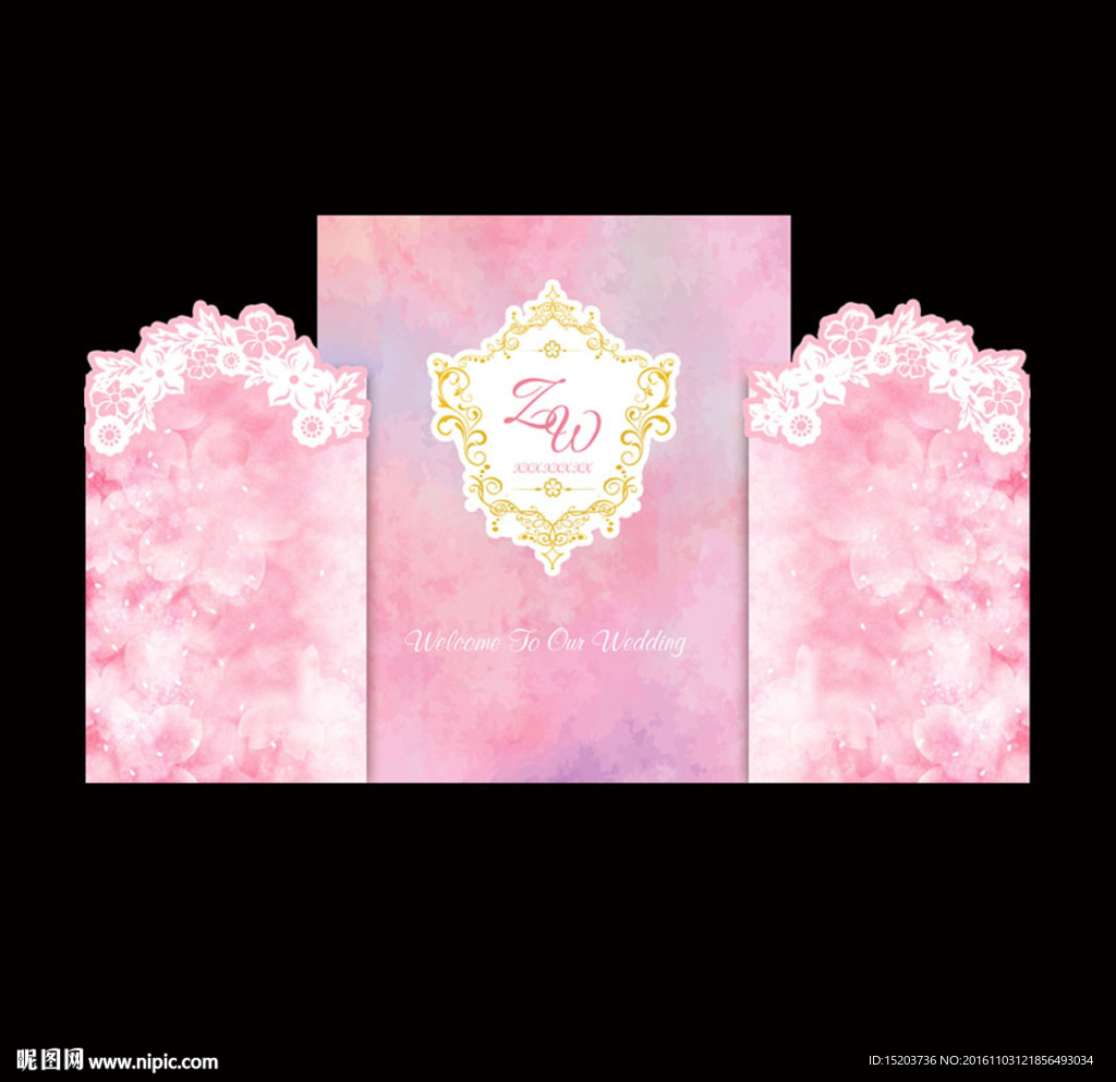 樱花婚礼背景设计图片