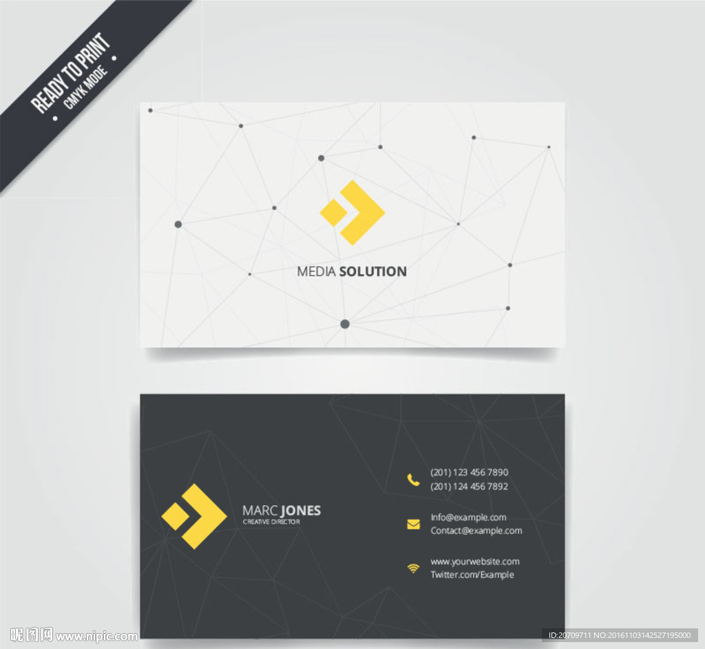 黑白简约商务名片设计矢量图