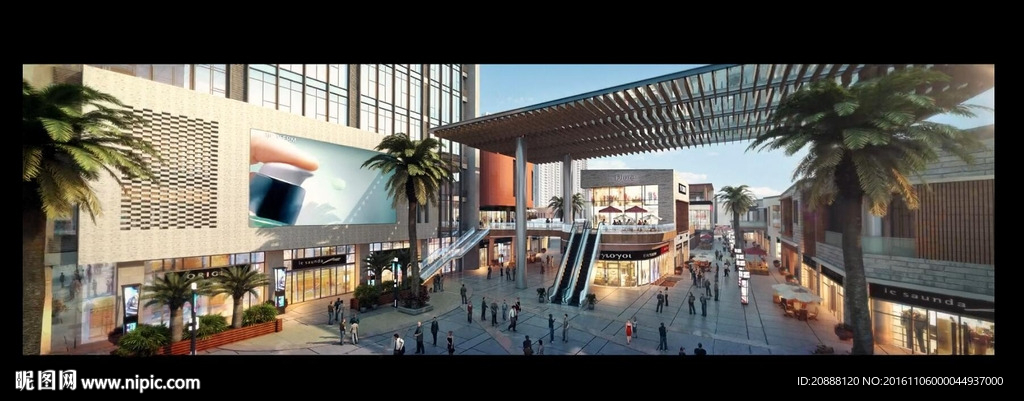 商业街入口黄昏动画