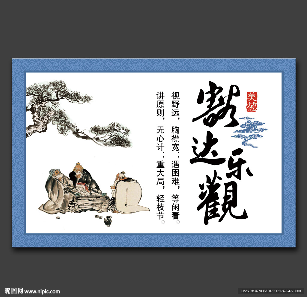 豁达乐观家庭美德文化展板