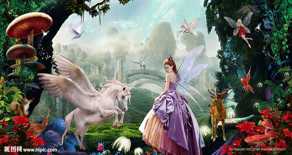 森林爱丽丝仙境婚纱写真背景