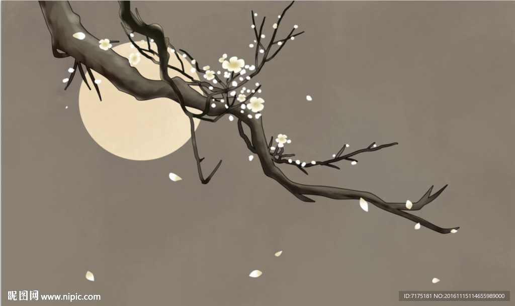 电视背景梅花月亮