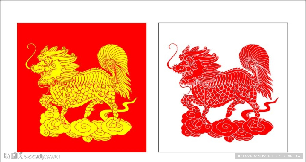 麒麟单色矢量图