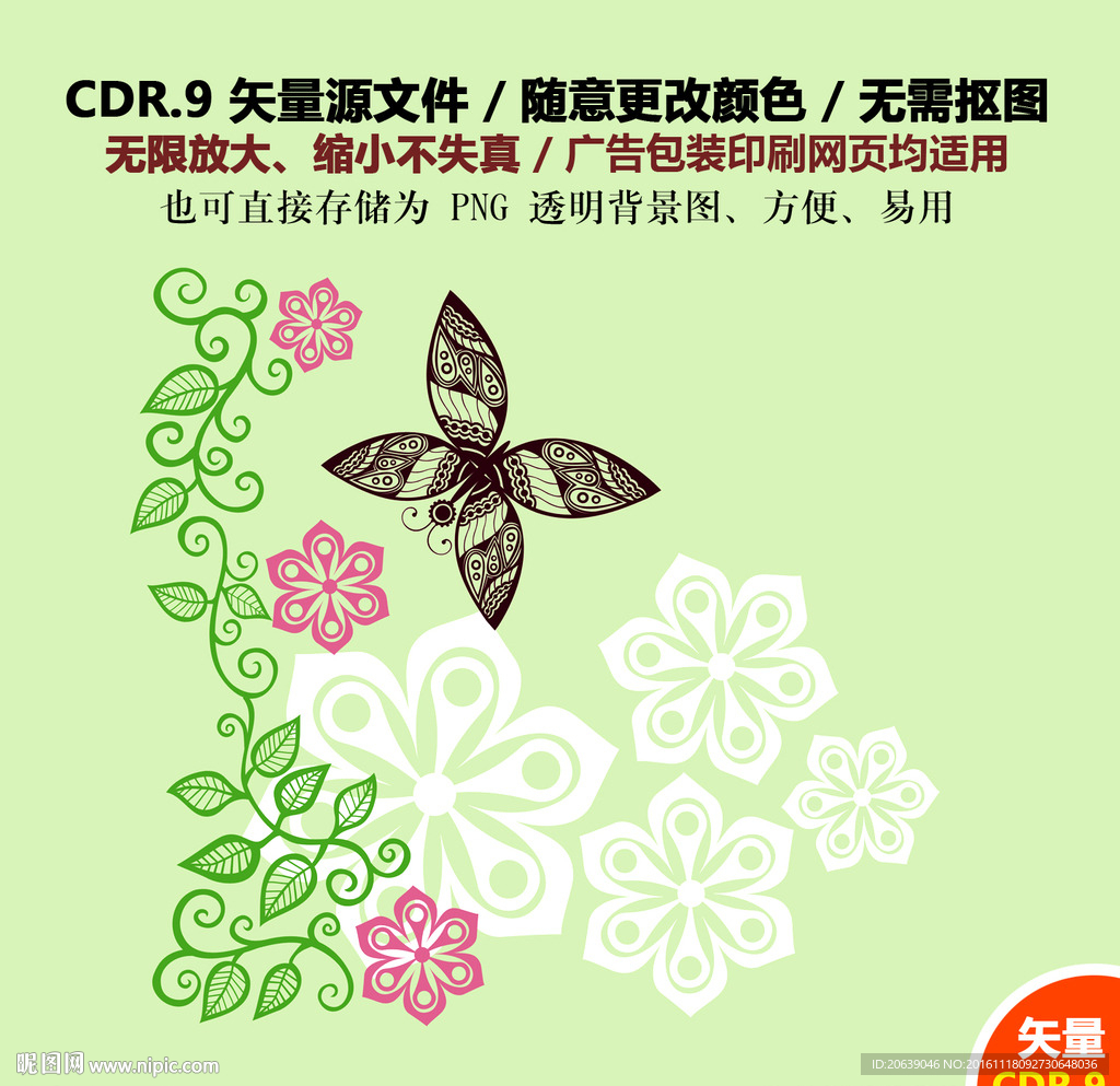 手绘蝴蝶插画贺卡蝴蝶画册矢量图