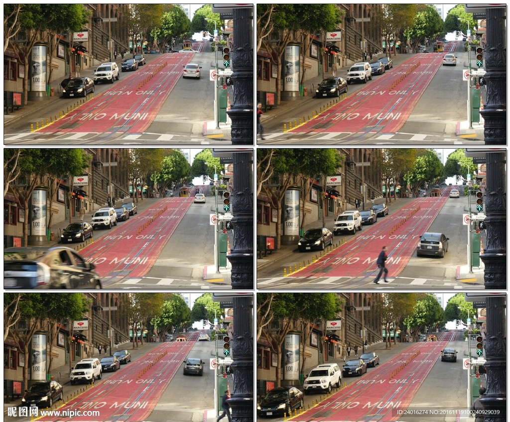 旧金山鲍威尔大街行驶的车辆