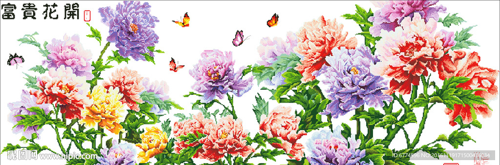 十字绣 富贵花开