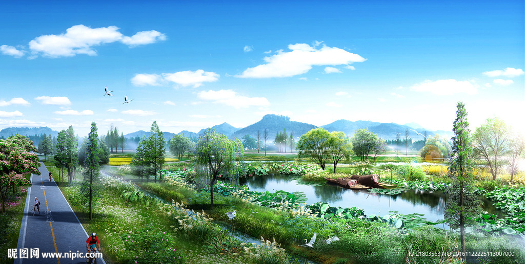 道路提升过水塘效果图