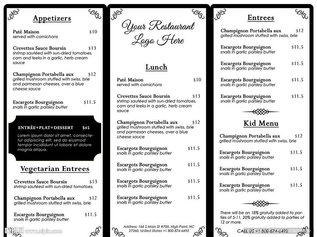 个性手绘餐饮行业时尚通用菜单