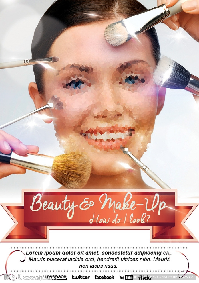 时尚专业彩妆美颜宣传海报