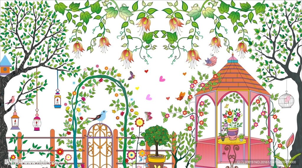 花园 手绘风景