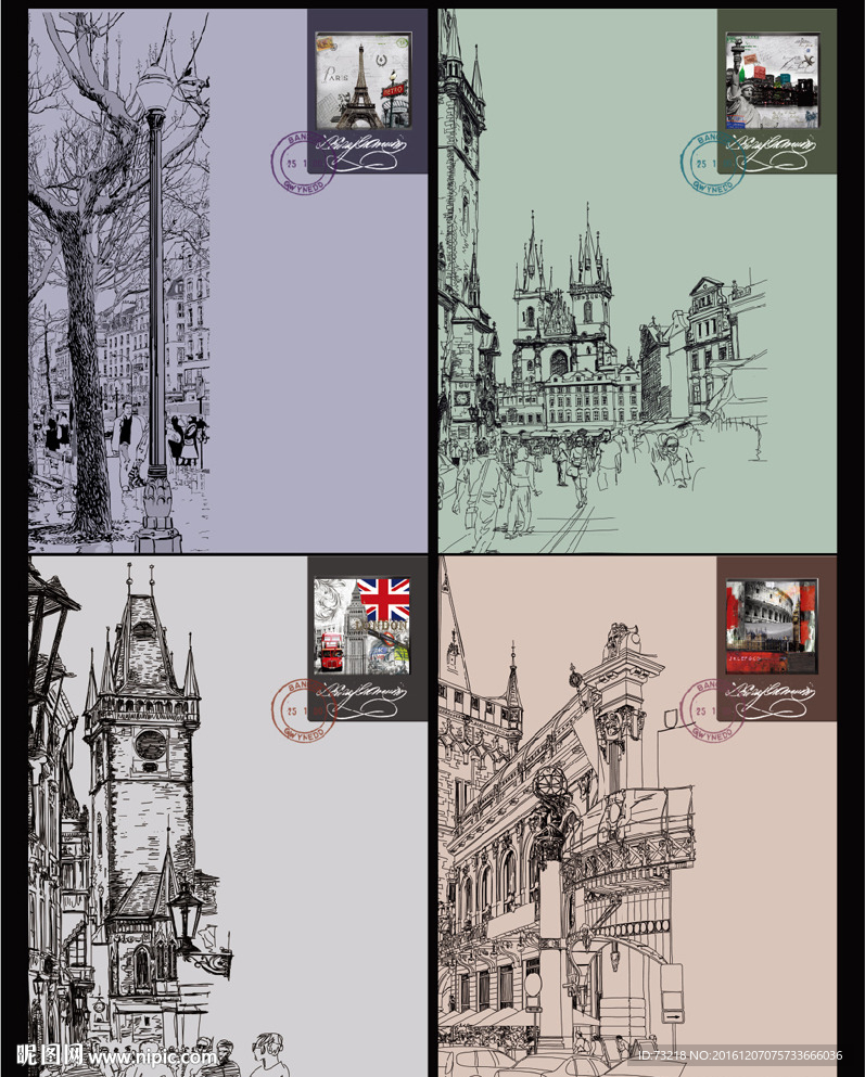 欧美繁华城市街景本本