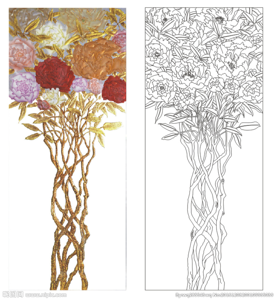 艺术玻璃 牡丹花