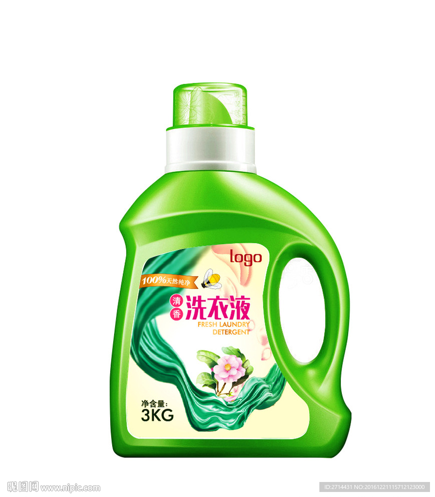 超洁清香彩色洗衣液瓶贴