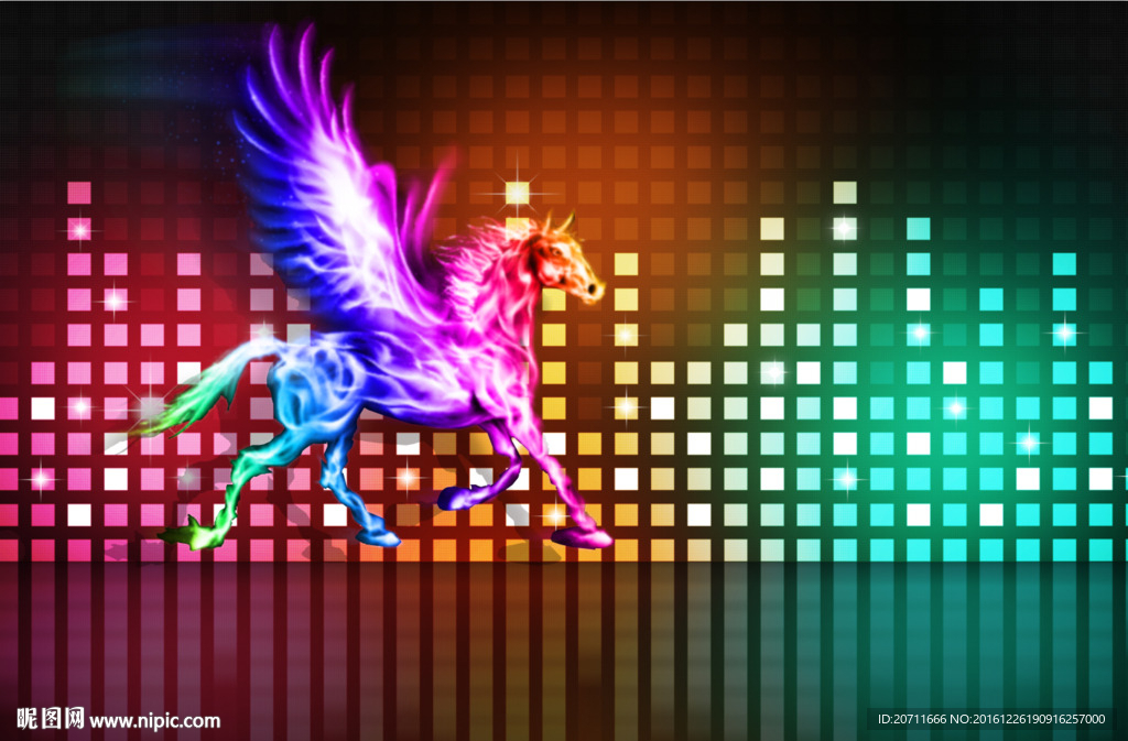 天马行空 彩色骏马音乐创作元素