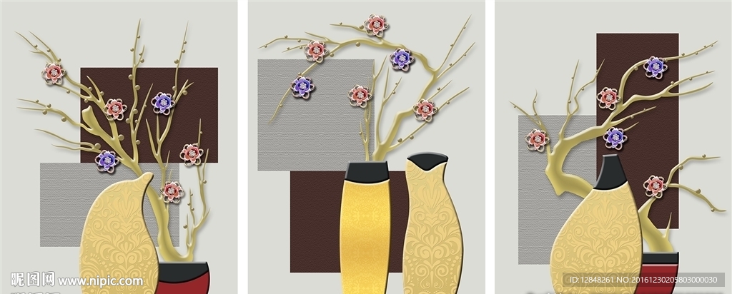 无框画 花卉 花瓶