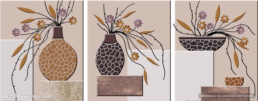 无框画 花卉 花瓶