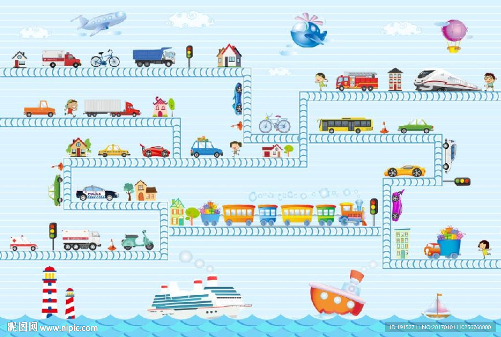 卡通玩具汽车背景墙