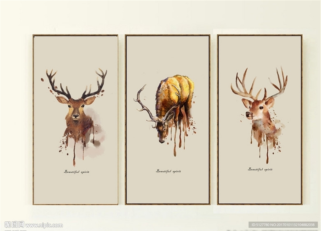 北欧风格北欧美式抽象麋鹿动物装