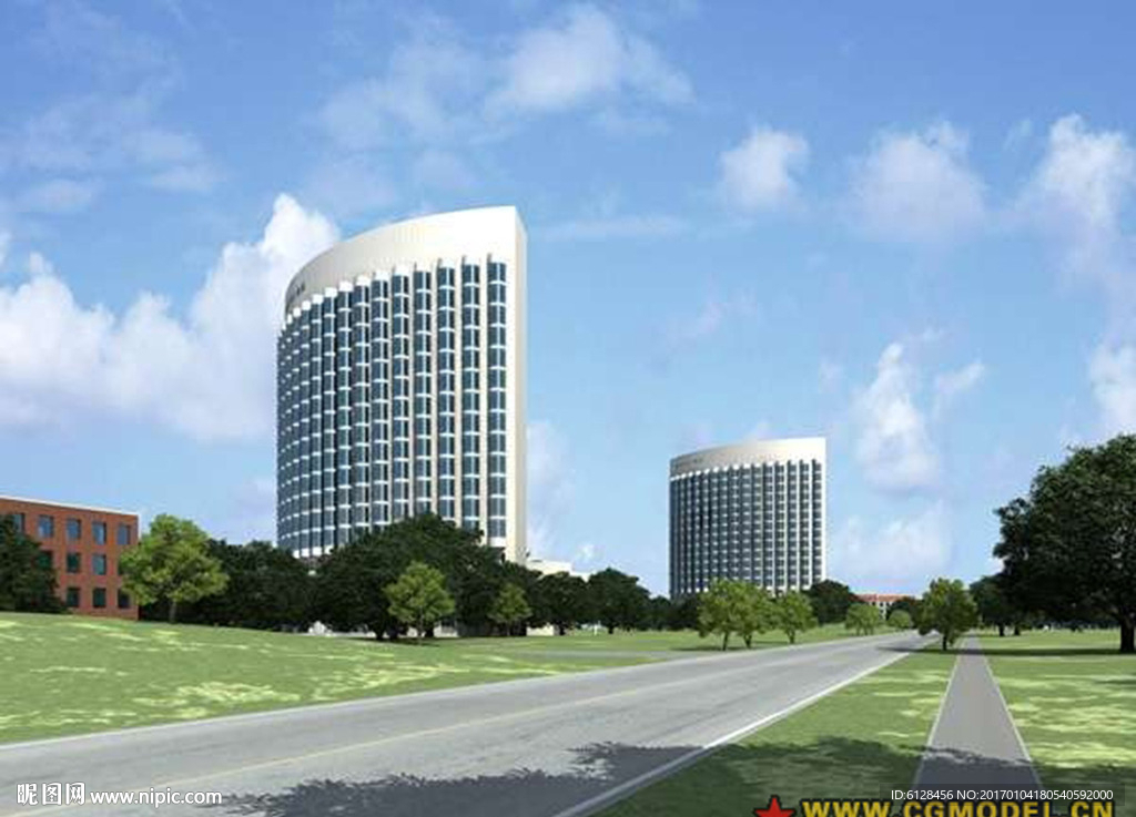 酒店效果图设计室外三维模型