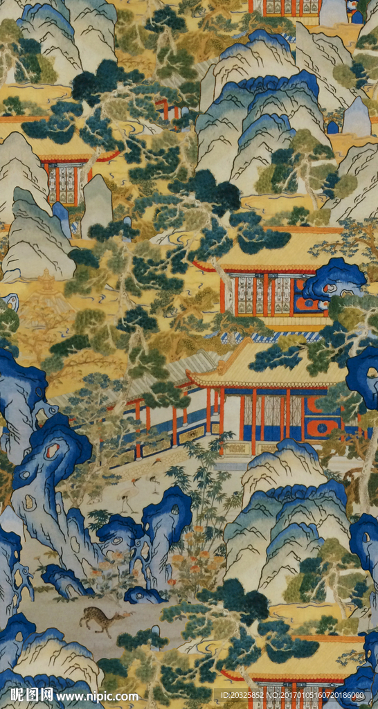 中国风山水工笔图案设计