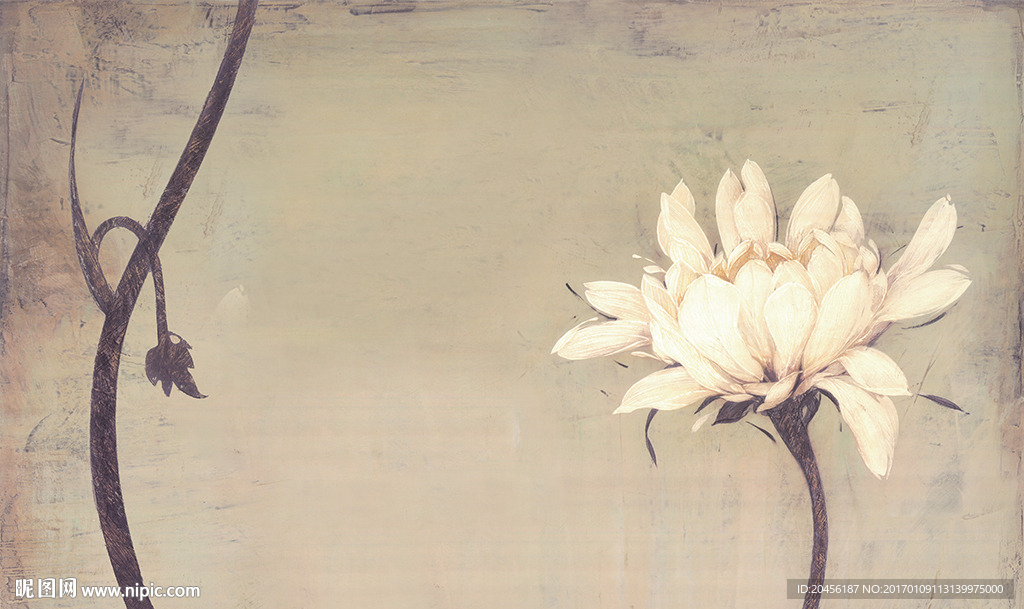 复古荷花素材（不分层）