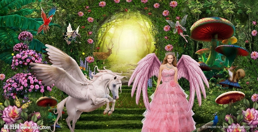 梦幻仙境婚纱写真3D立体背景墙