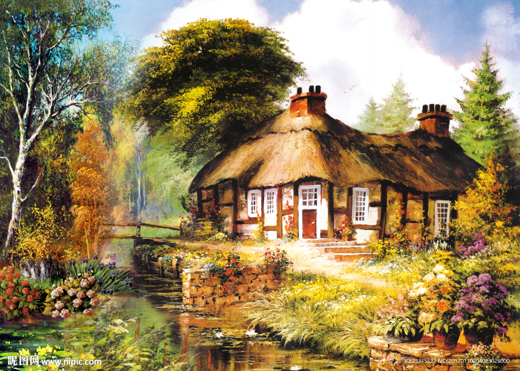 欧式乡村风景油画