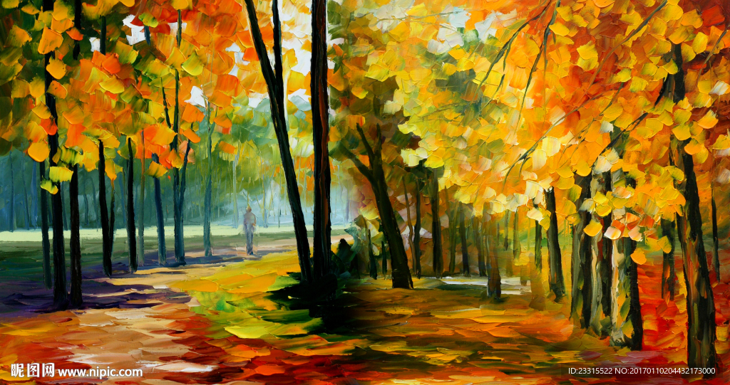 寂静的秋天油画