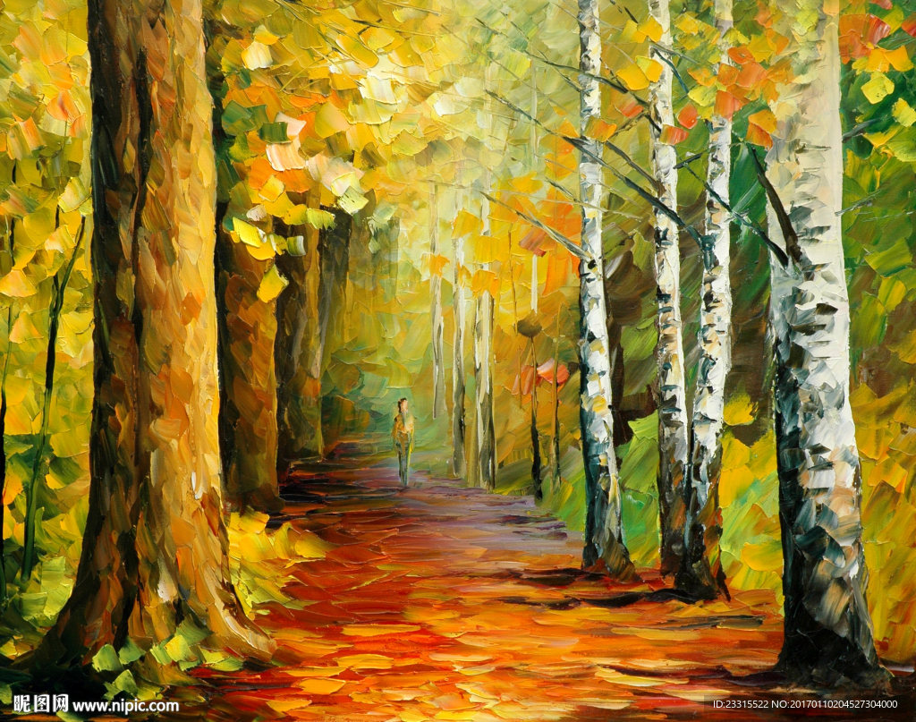 萧瑟的树林油画