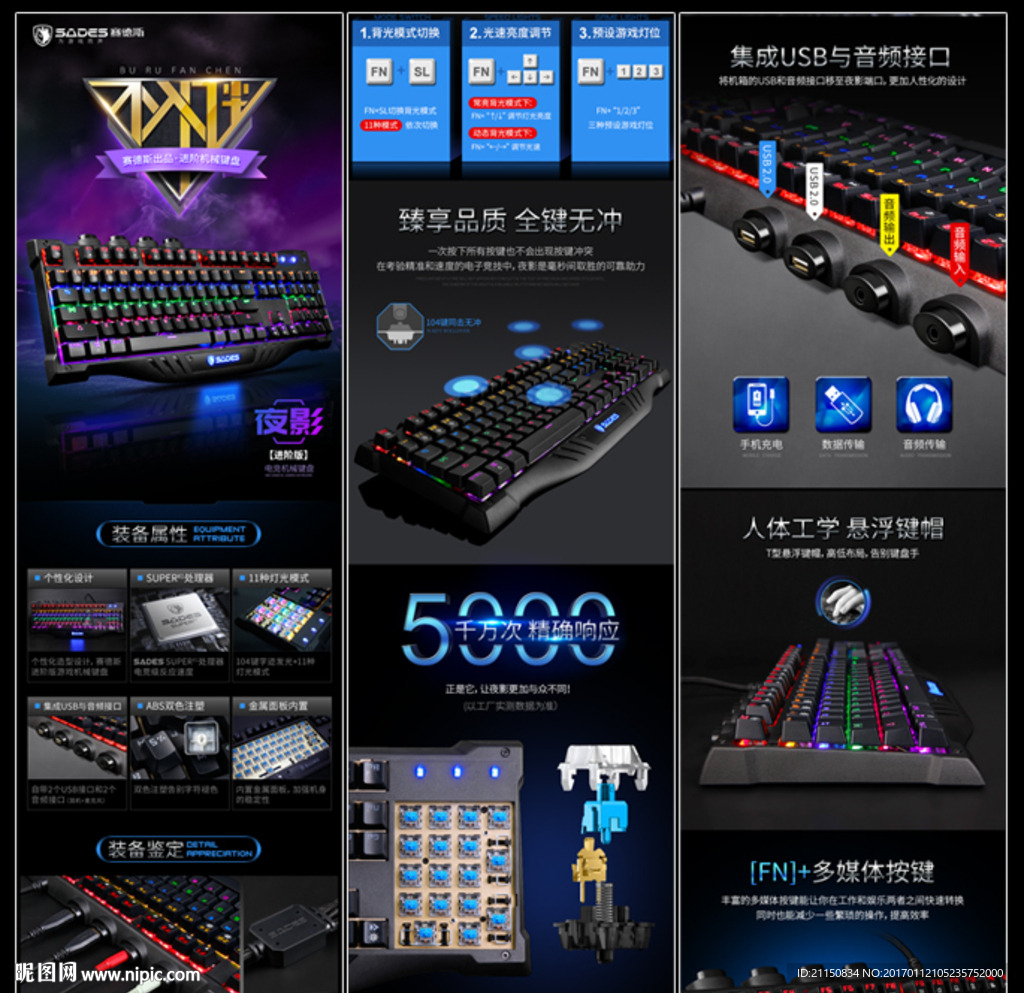 淘宝键盘宝贝详情页介绍模板