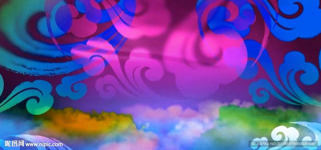 中国风戏曲彩色祥云led背景视