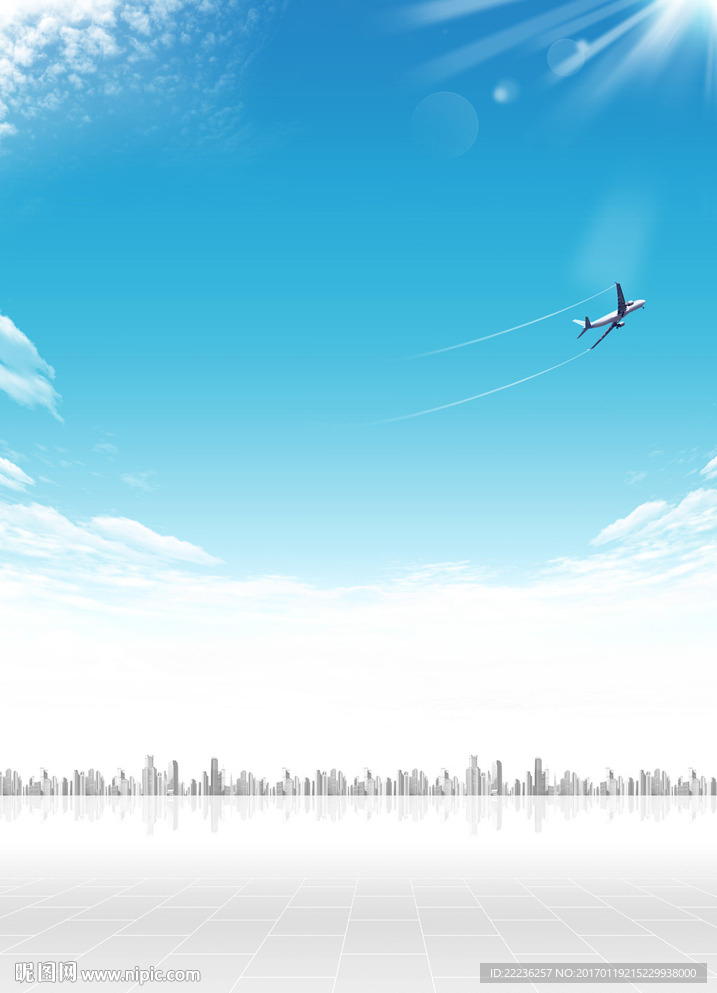 蓝天飞机飞翔 海报背景