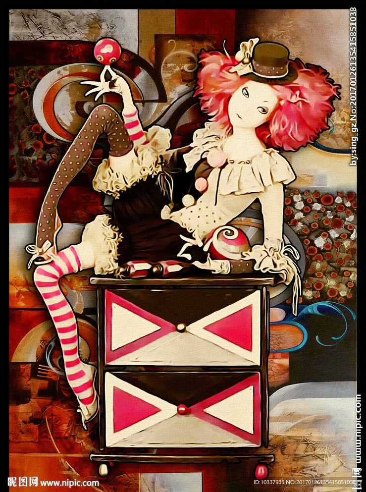 小丑少女装饰画