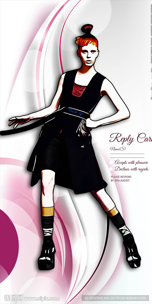 插画时尚少女分层