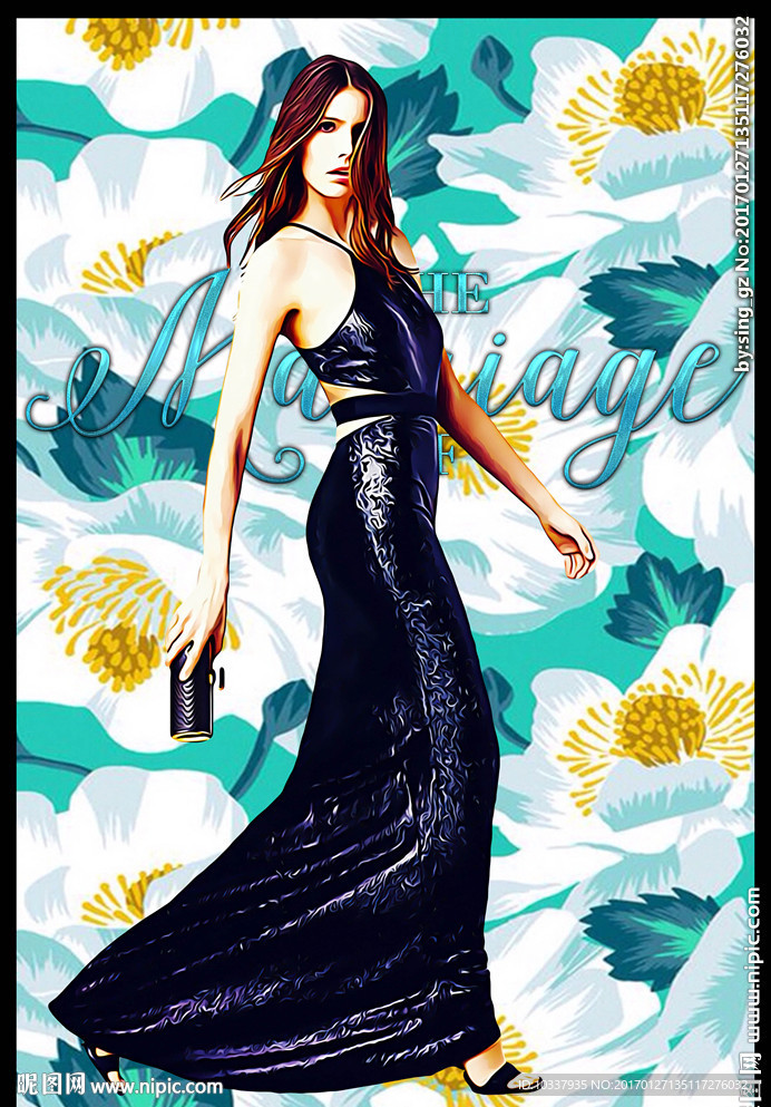 时尚少女插画分层图