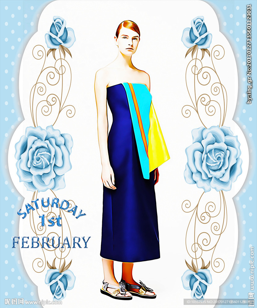 时尚少女插画分层