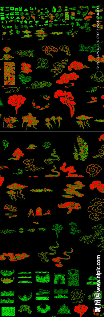 精细云纹花纹图案设计cad图库