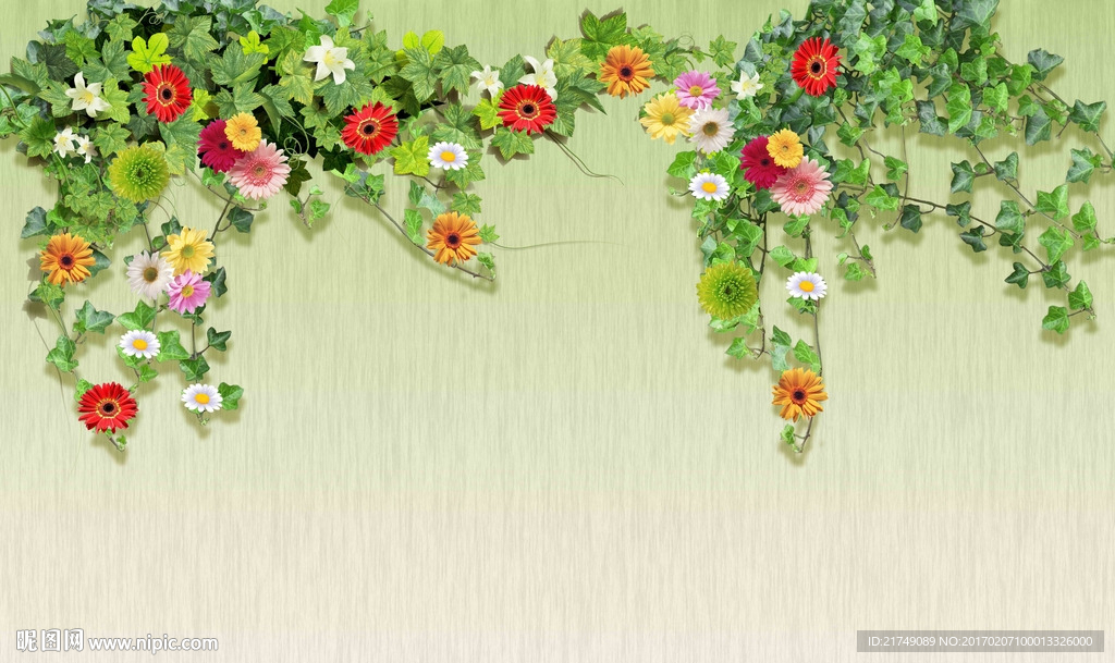 绿色清新藤蔓背景墙