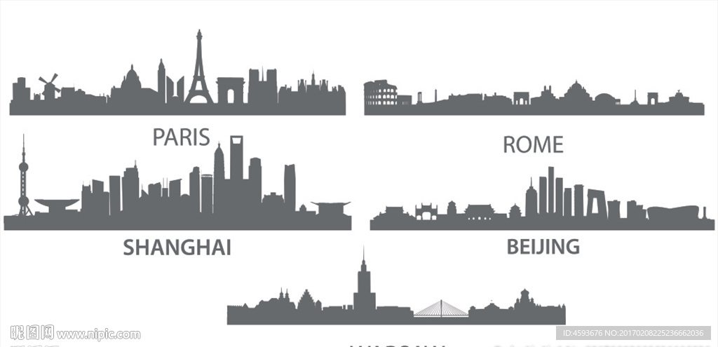 城市剪影 硅藻泥矢量图