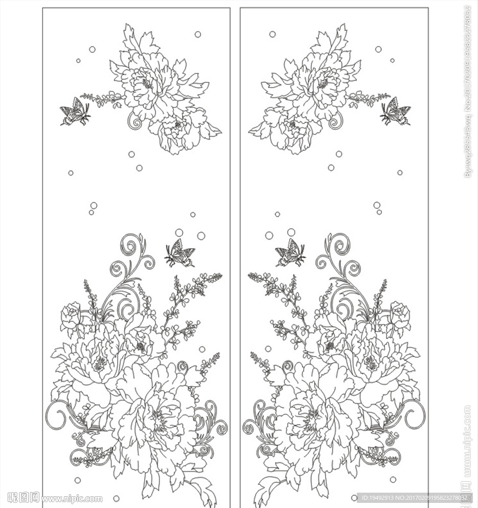 艺术玻璃简欧风 牡丹花